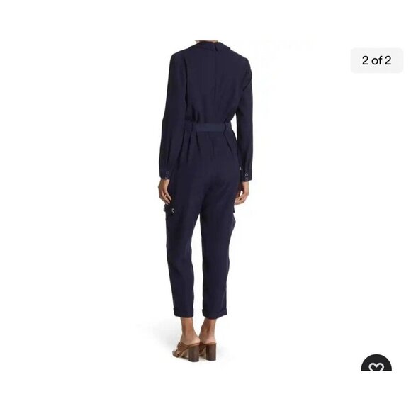 Ted Baker Flan Belted Long Sleeve Utility Jumpsuit in Navy -SZ 3 US 8 - Picture 7 of 7